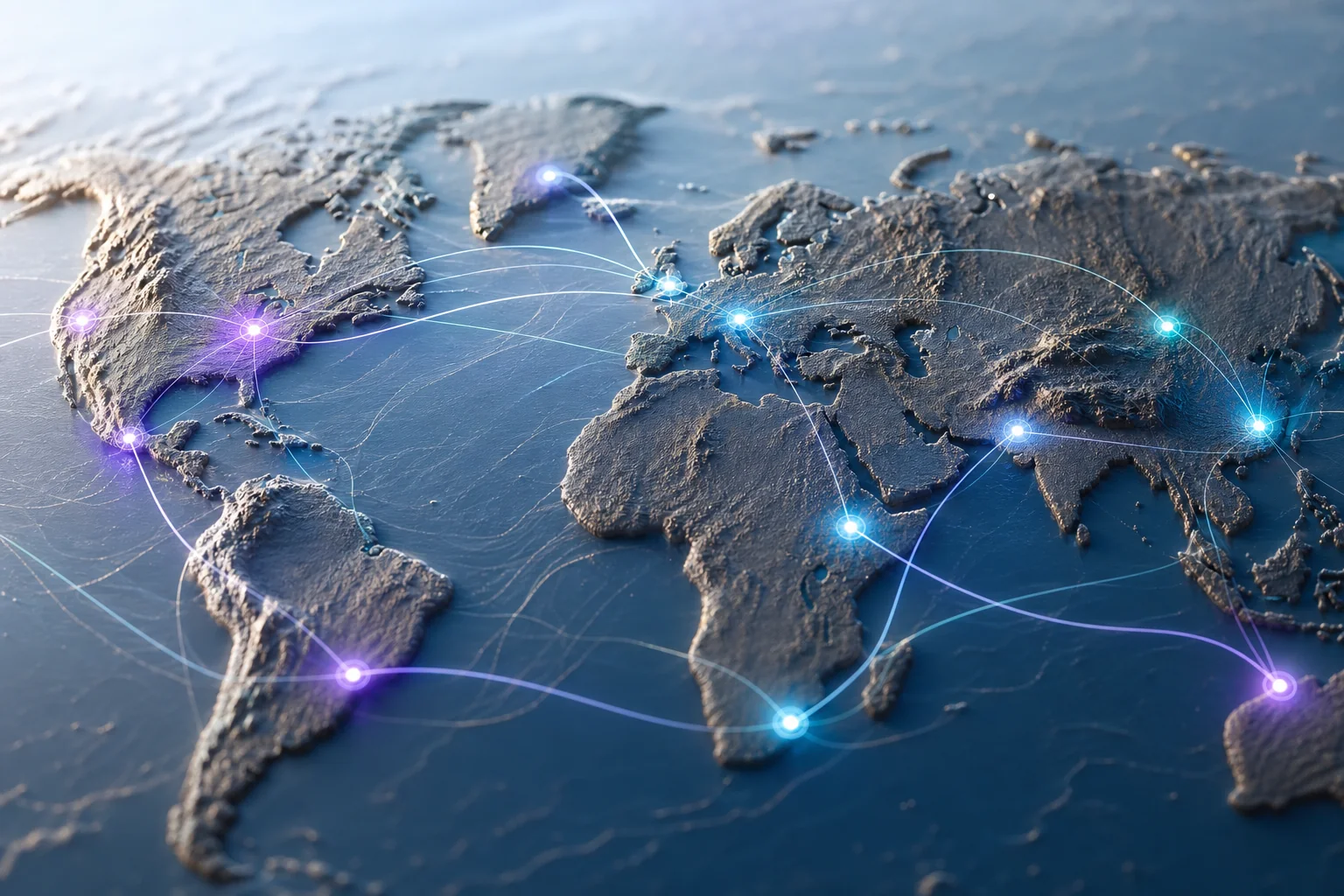 A global network map illustrating how offshore VPS locations connect to international audiences